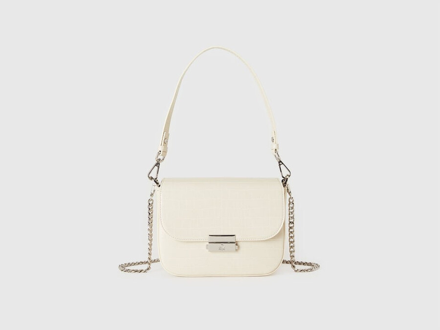 bolso pequeño be bag color crema con estampado de cocos
