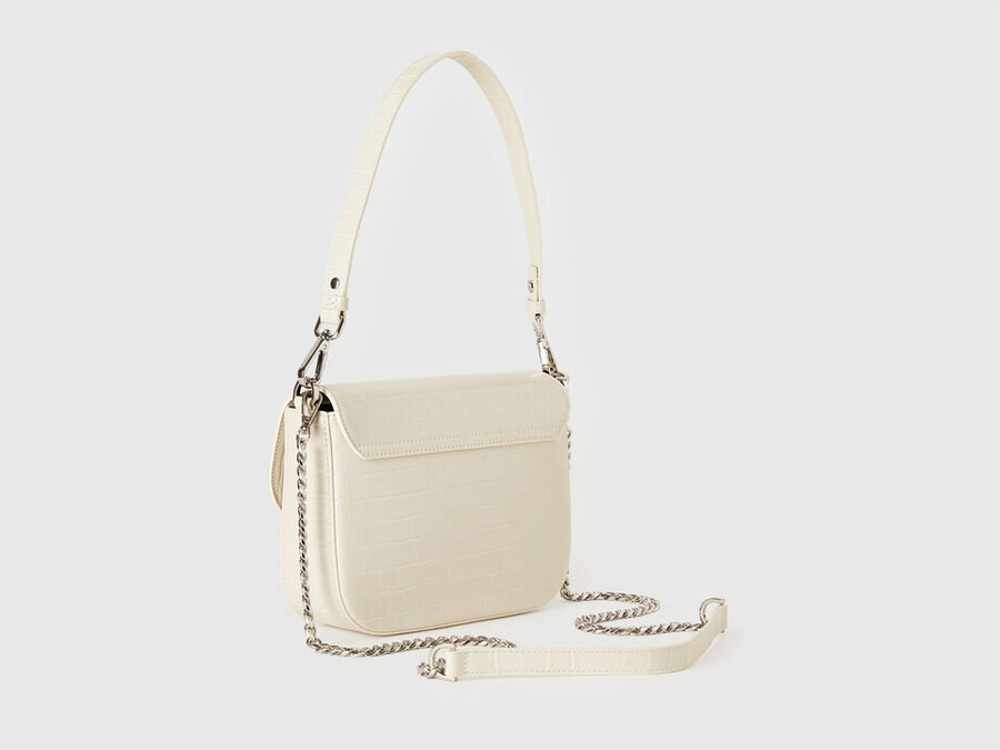 bolso pequeño be bag color crema con estampado de cocos