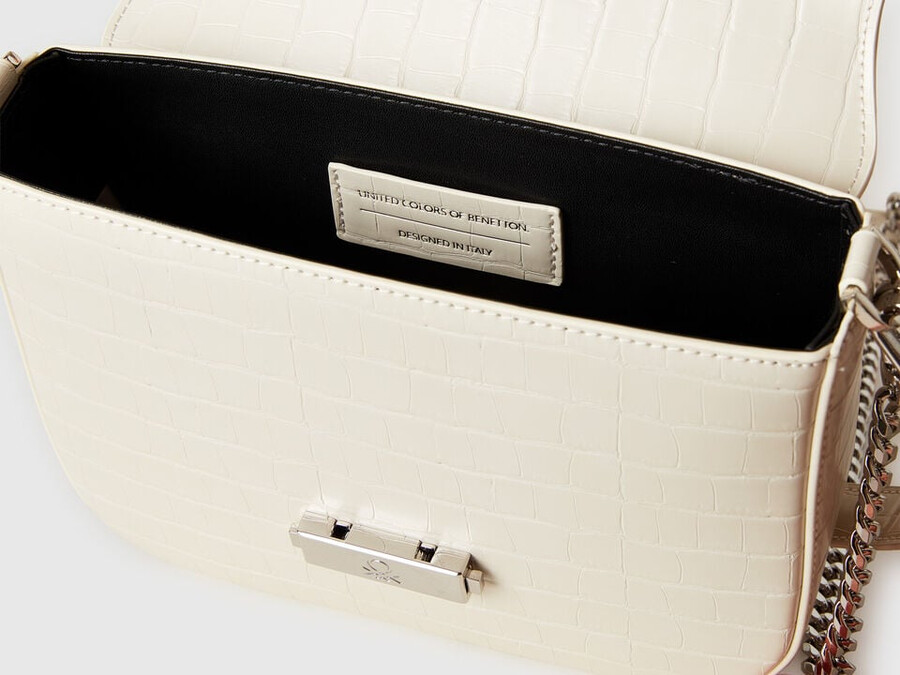 bolso pequeño be bag color crema con estampado de cocos