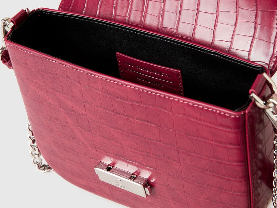 bolso be bag pequeño rojo con estampado de cocos