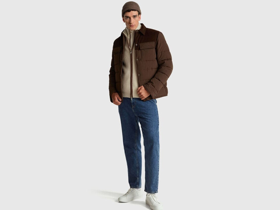 chaqueta de pana y nailon